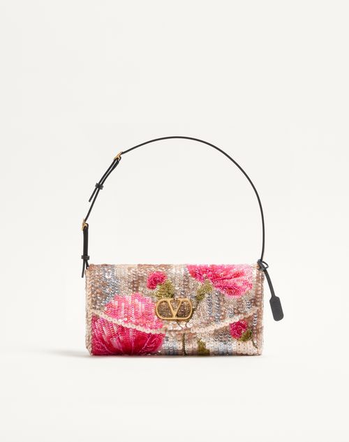 Valentino Garavani - Valentino Garavani Devain Small Embroidered Shoulder Bag - Multicolour - Woman - Shoulder Bags